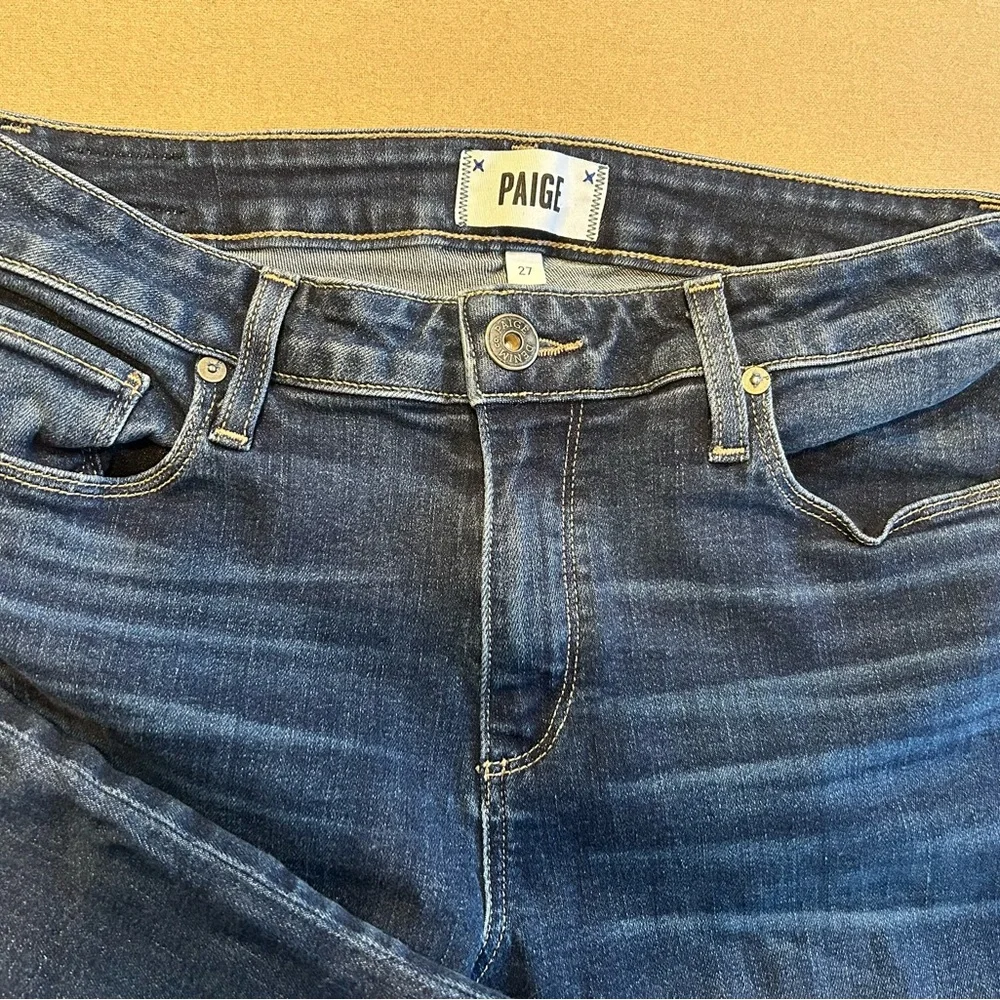 PAIGE Brigitte Boyfriend Jeans Dark Blue Enchanted Wash. Size 27 - Picture 4 of 9